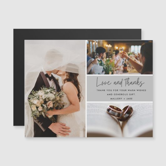 3 モダンPhoto Love 感謝していの結婚Thank You (正面/裏面)