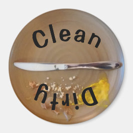 3"ラウンドクリーン/ダーティプレートブラック文字食洗機 マグネット