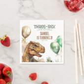 3-レックス – タイロナサウルス恐竜の誕生日パーティー スタンダードカクテルナプキン (インサイチュ)