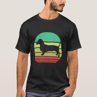 3 レトロ ヴィンテージ サンセット ドクシー ダックスフンド 犬 ブリード S Tシャツ
