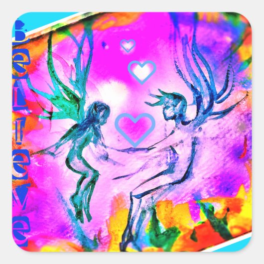 3 <信じ3妖精の国スクエアのステッカー スクエアシール (正面)