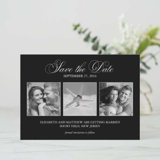 3-写真テンプレート結婚式の日付を保存 招待状 (スタンド正面)