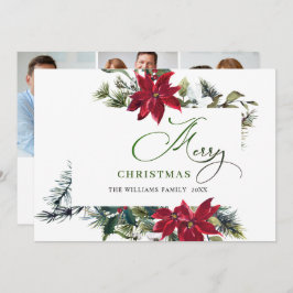 3 写真 エレガントなポインセチアのクリスマスグリーティング シーズンカード