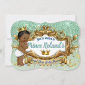 3 枚の写真| 王子様| 緑のグリッター ドリップ 招待状 (正面)