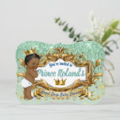 3 枚の写真| 王子様| 緑のグリッター ドリップ 招待状 (スタンド正面)