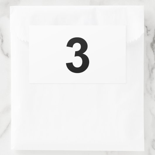 3 – 番号3 長方形シール (バッグ)