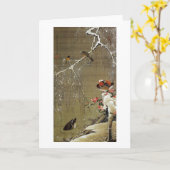3. 雪中鴛鴦図、雪の若冲のオシドリ、Jakuchū カード (黄色い花)
