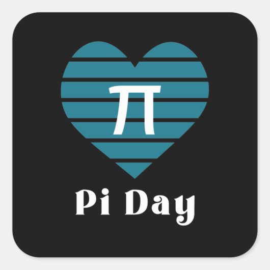 3.14ハートハッピーPi日 スクエアシール (正面)