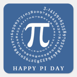 3.14数値スパイラルブルーHappy Pi日 スクエアシール