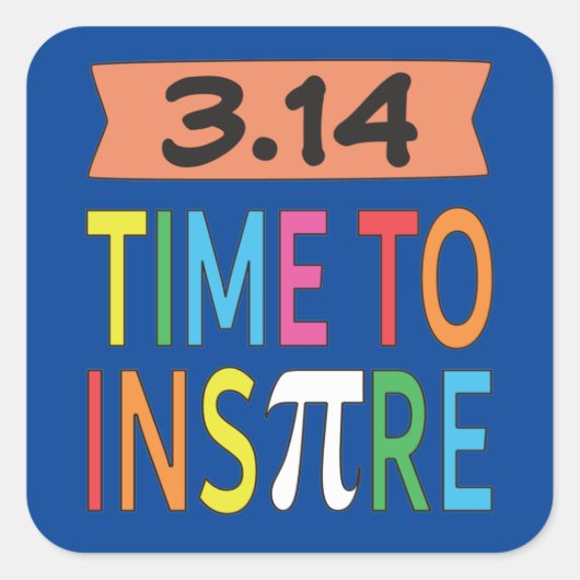 3.14時間Piパインスパイアン演算おもしろい冗談 スクエアシール (正面)