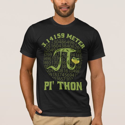 3.14159メートルPi-Thon Pythonスネークパイ日デザイン Tシャツ (正面)