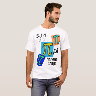 3.14 Piが青い黄色の緑のシンボルを終えない Tシャツ