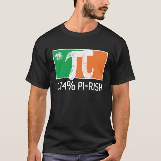 3 14 Pi Rish St Patrick's Day Irish Flag C Distres Tシャツ (正面)