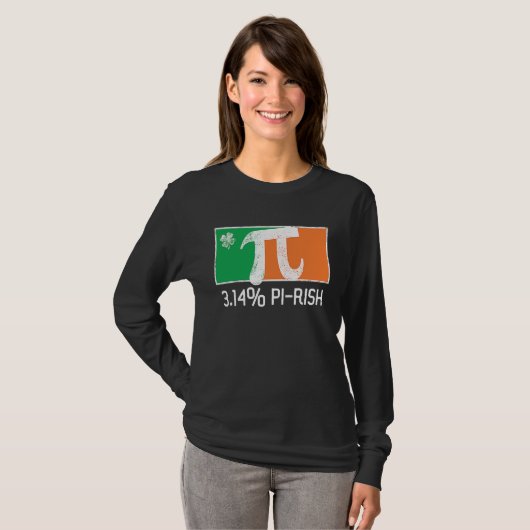 3 14 Pi Rish St Patrick's Day Irish Flag C Distres Tシャツ (正面フル)