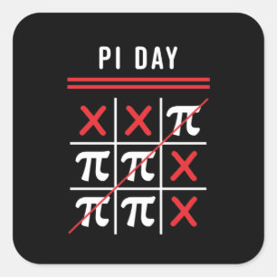 3.14 Tic-Tac-Toe NoughtsとCrosses Happy Pi Day スクエアシール