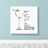 3～1（ウェット）マルティニカクテルレシピアート12"x12" キャンバスプリント (インサイチュ (ウッドフロア))