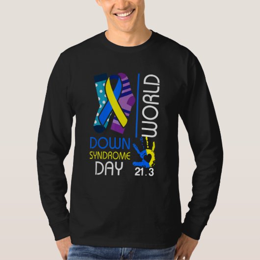 3 21 World Down Syndrome Day 2022認識度靴下 Tシャツ (正面)