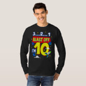 3 2 1ブラストオフ誕生日パーティサプライヤー10歳 Tシャツ (正面フル)