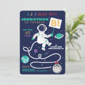 3 2 1ブラストオフ誕生日宇宙飛行士宇宙テーマ 招待状 (スタンド正面)