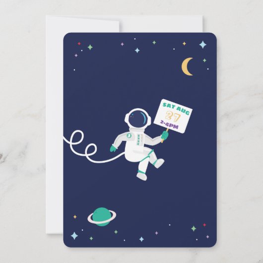 3 2 1ブラストオフ誕生日宇宙飛行士宇宙テーマ 招待状 (裏面)