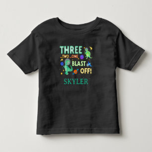 3 2 1 ブレストオフ 恐竜 スペース 3歳 誕生日パーティー トドラーTシャツ