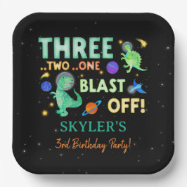3 2 1 ブレストオフ 恐竜 宇宙 3歳の誕生日 ペーパープレート