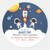 "3...2...1... Birthday Boy with Astronaut Theme ラウンドシール (正面)