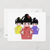 3-3人形日本のフェスティバル、雛祭少女の日 ポストカード (正面/裏面)