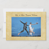 3/4写真縦型オールド紙結婚発表 招待状 (裏面)