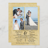 3/4写真縦型オールド紙結婚発表 招待状 (正面/裏面)