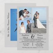 3/4写真 縦配置 グレー 結婚のご報告 招待状 (正面/裏面)