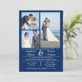 3/4枚の写真(縦の青結婚色) 招待状 (スタンド正面)