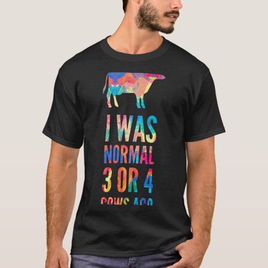 3、4頭前までは普通だった牛の絵 Tシャツ (正面)
