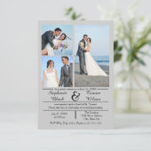 3/4 枚の写真 縦 グレー - 3x5 ウェディング アナウンスメント 招待状 (スタンド正面)