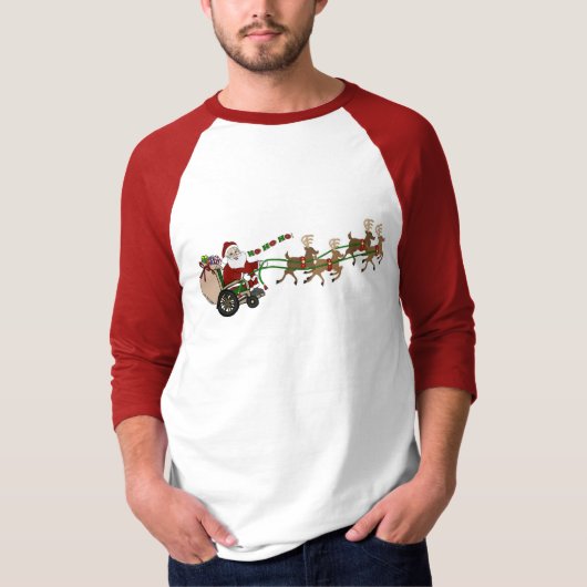 3/4 Sleeve T-Shirt - Wheelchair Santa Tシャツ (正面)