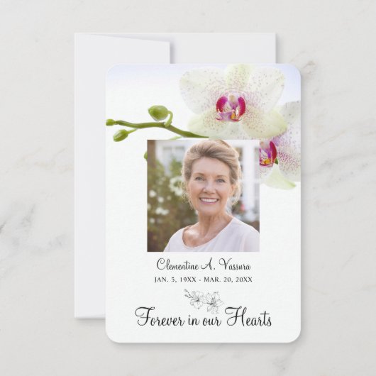 3.5インチx5インチ悔やみや弔慰白い蘭の写真 (裏面)