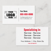 3.5インチx 2インチロゴはこちらブラック&レッド 名刺 (正面/裏面)