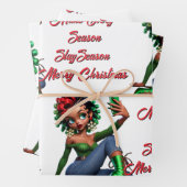 3.5インチx 2インチ磁気カードエッジクリスマス応援ラップ ラッピングペーパーシート (インサイチュ)