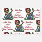 3.5インチx 2インチ磁気カードエッジクリスマス応援 ラッピングペーパーシート (正面3)