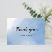 3.5インチx 5インチフラットウォータモダンーカラーブルー セーブザデート (スタンド正面)