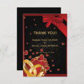 3.5インチx 5インチラグジュアリーゴールデンリングや輪モダンハートブラック サンキューカード (正面/裏面)