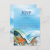 3.5"はx 5"ビーチのヒトデRSVPの結婚式の招待状をつなぎます 出欠カード (正面/裏面)