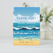 3.5"はx 5"海のビーチ結婚式のサンキューカードを振ります サンキューカード (スタンド正面)