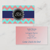 3.5" x2.0"名刺シェブロンSeafoam&Salmon 名刺 (正面/裏面)