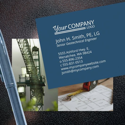 3.5"x2.5インチ(大)、ネイビーブルー、タイル張り写真 名刺