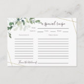3.5"x5"ユーカリブライダルシャワーレシピカード エンクロージャーカード (正面)