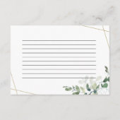 3.5"x5"ユーカリブライダルシャワーレシピカード エンクロージャーカード (裏面)