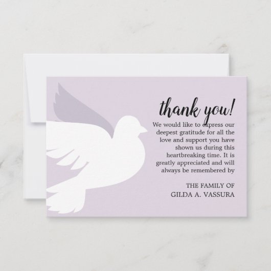 3.5"x5"鳩の葬儀 サンキューカード (正面)
