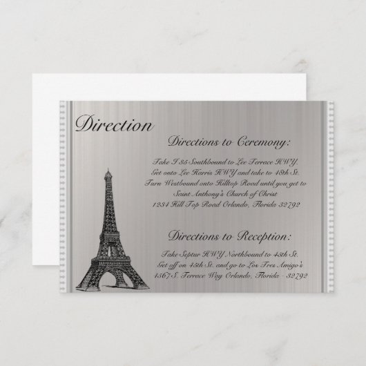 3.5 x 5方向カードブラックエッフェルタワー エンクロージャーカード (正面/裏面)