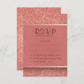3.5" x 5"ピンクの花の花RSVPの結婚式の招待状 出欠カード (正面/裏面)